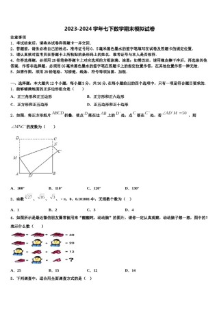 福建省厦门市竹坝学校2023-2024学年七年级数学第二学期期末联考模拟试题含解析.doc