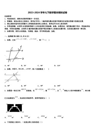 福建省厦门市莲花中学2024届七年级数学第二学期期末综合测试模拟试题含解析.doc