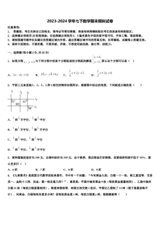 福建省泉山市台商投资区2023-2024学年七年级数学第二学期期末综合测试模拟试题含解析.doc