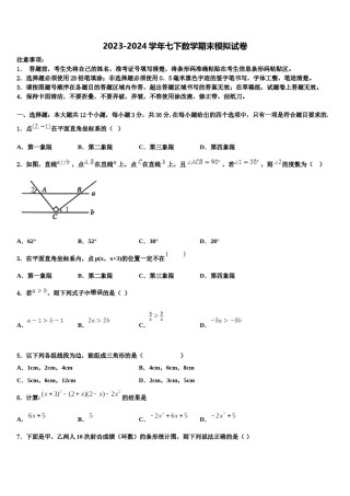 福建省石狮市2024届数学七下期末统考试题含解析.doc