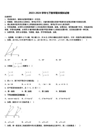 福建省龙岩市新罗区龙岩市第二中学2024年七下数学期末检测试题含解析.doc
