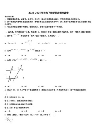 福建省龙岩市第五中学2024届七年级数学第二学期期末综合测试模拟试题含解析.doc