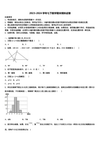 福建省龙岩市龙岩二中学2024届七下数学期末经典模拟试题含解析.doc