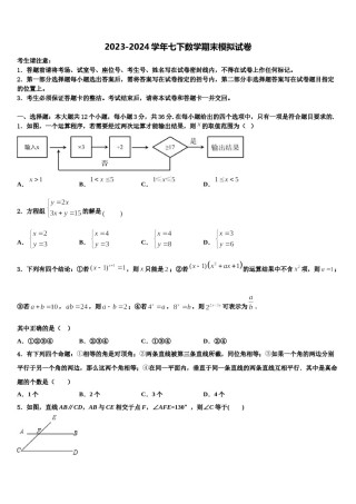 积累与运用专项测评-2024届七年级数学第二学期期末联考模拟试题含解析.doc