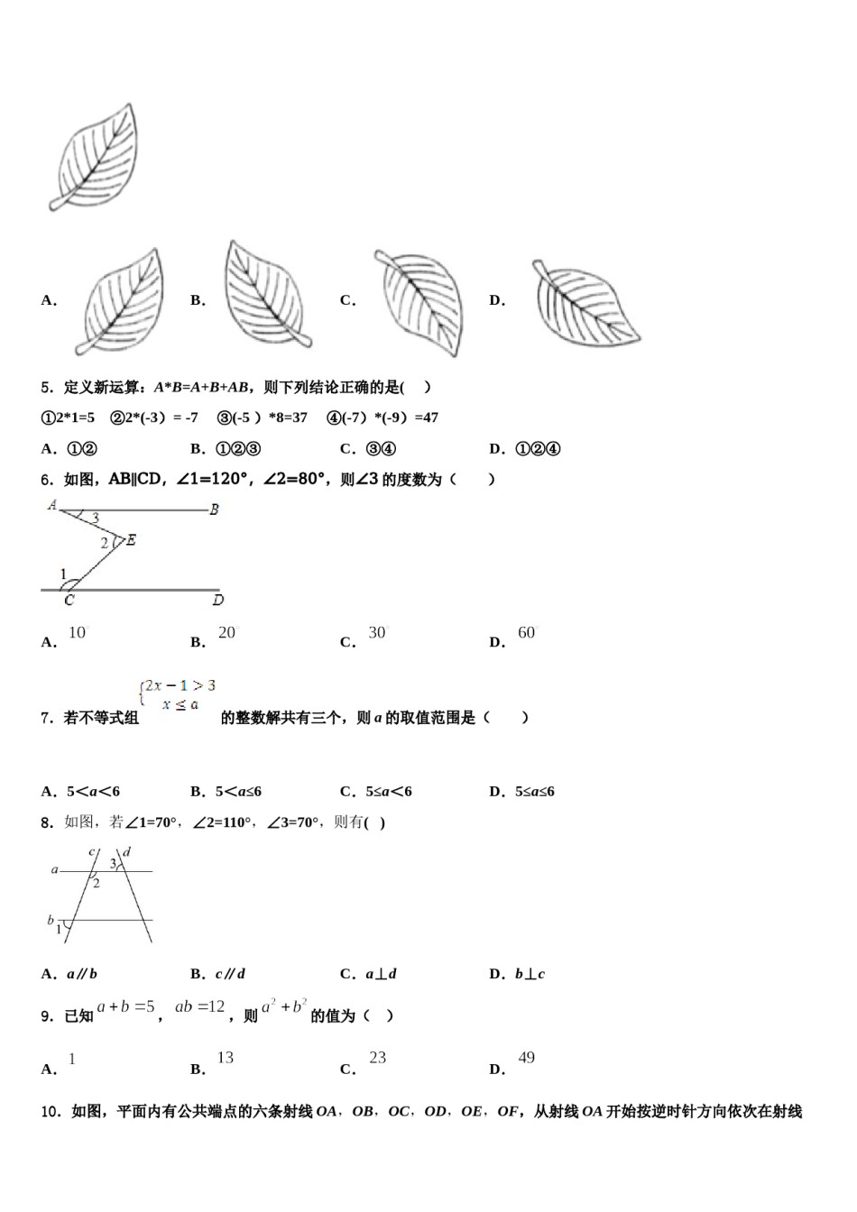 葫芦岛龙港区六校联考2024届数学七下期末经典模拟试题含解析.doc_第2页