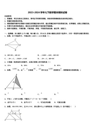 贵州省兴仁市第九中学2024年七下数学期末学业水平测试模拟试题含解析.doc