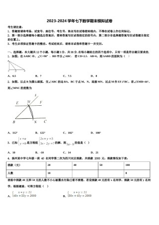 贵州省毕节织金县联考2024年七下数学期末复习检测试题含解析.doc