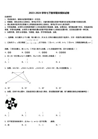 贵州省都匀市第六中学2024年数学七下期末检测模拟试题含解析.doc