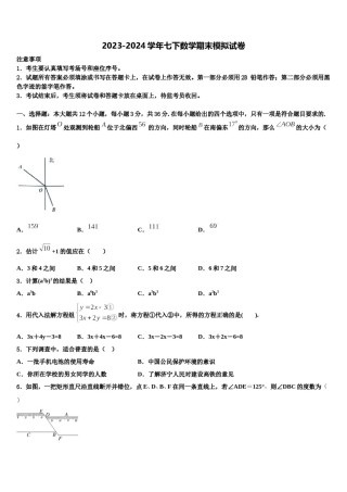 辽宁省大连市金普新区2023-2024学年七年级数学第二学期期末质量跟踪监视模拟试题含解析.doc