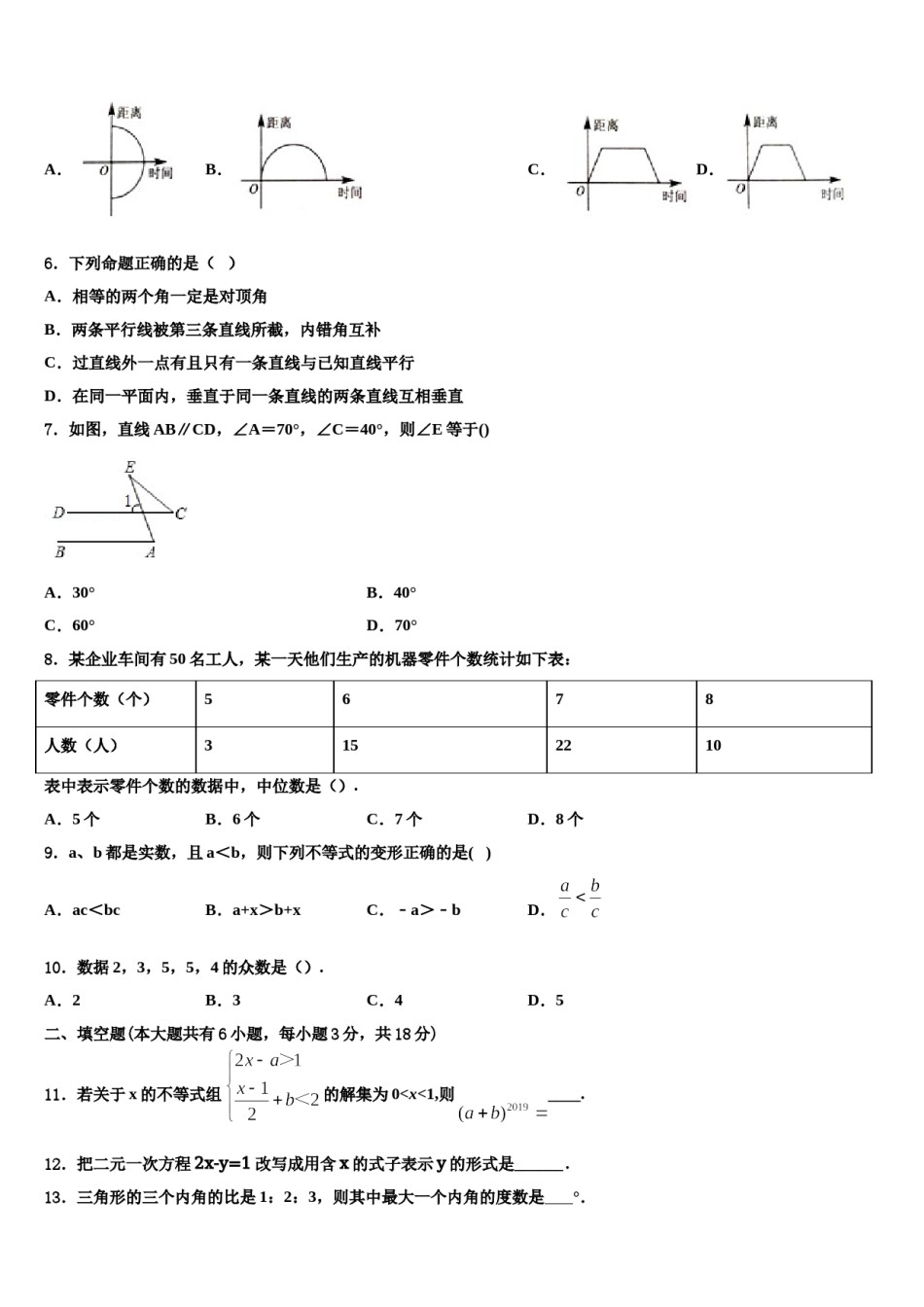 辽宁省朝阳市名校2024届七年级数学第二学期期末学业水平测试试题含解析.doc_第2页