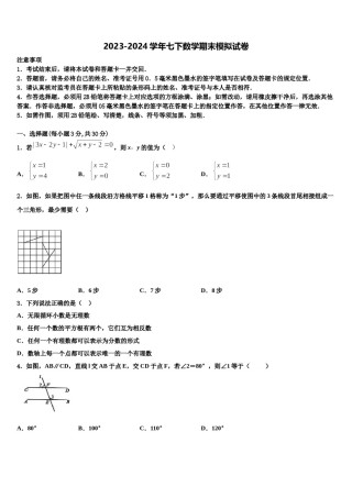 辽宁省红旗学校2023-2024学年七年级数学第二学期期末质量检测模拟试题含解析.doc