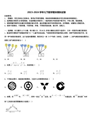 辽宁省阜新实验中学2023-2024学年七年级数学第二学期期末调研模拟试题含解析.doc