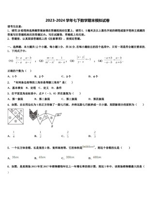 重庆市开州集团2024届七下数学期末质量跟踪监视试题含解析.doc