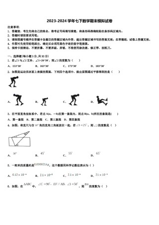 重庆市彭水第一中学2024年七下数学期末学业质量监测试题含解析.doc