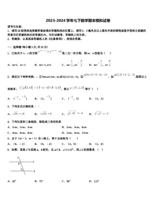 重庆市江北区九级2024届七下数学期末监测试题含解析.doc