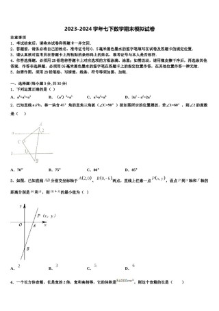 陕西省榆林市2024年七年级数学第二学期期末复习检测模拟试题含解析.doc