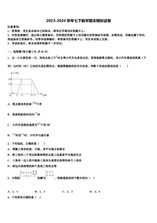 陕西省西安市爱知初级中学2024年七下数学期末综合测试试题含解析.doc