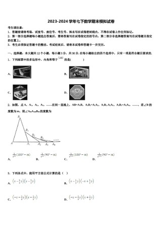 黑龙江哈尔滨市道里区2023-2024学年七年级数学第二学期期末统考模拟试题含解析.doc