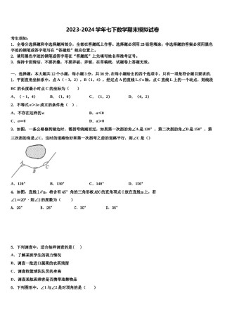 黑龙江省密山市实验中学2023-2024学年七下数学期末联考模拟试题含解析.doc