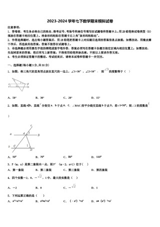 黑龙江省鸡东县2024届七下数学期末检测试题含解析.doc