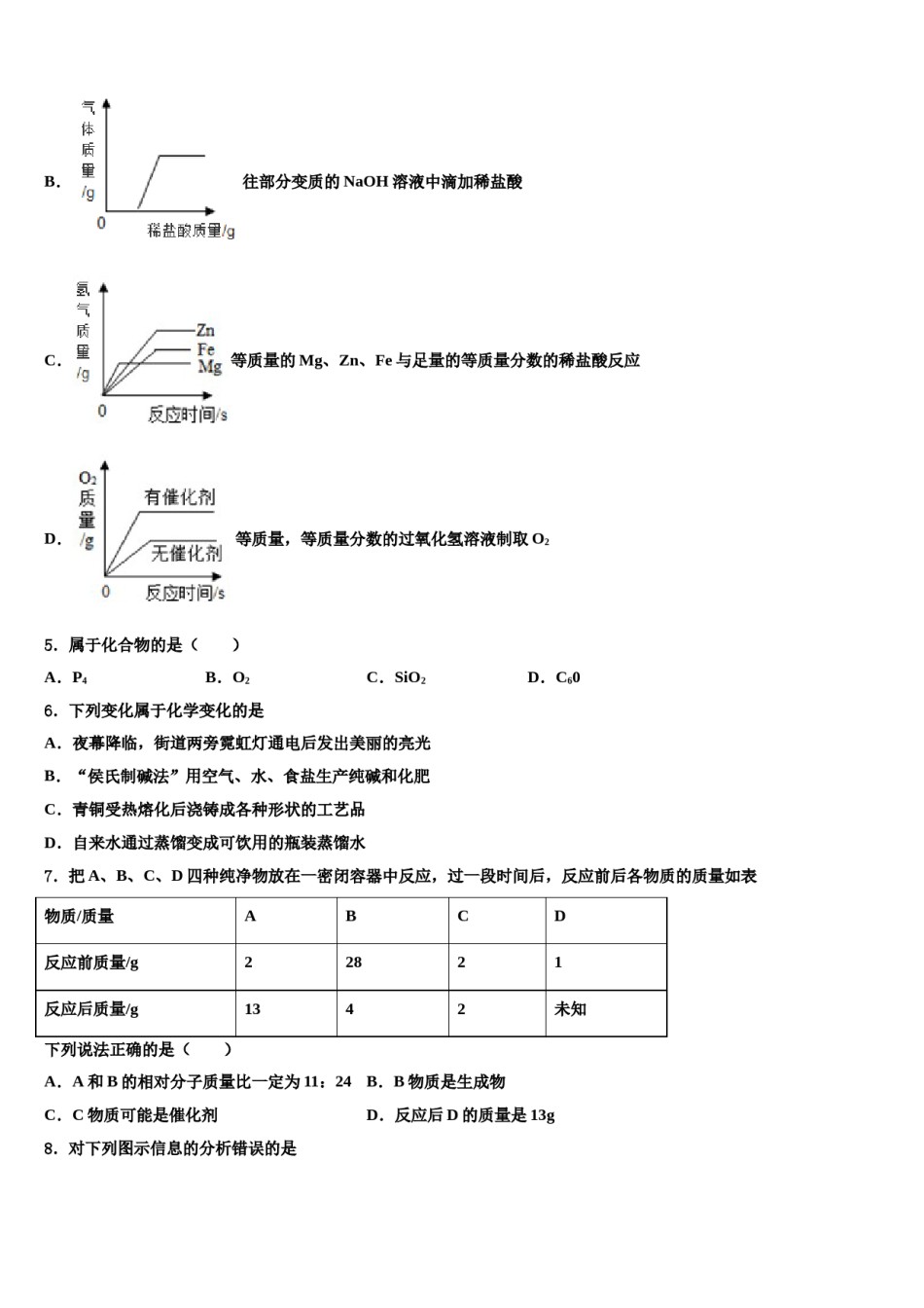 2023-2024学年四川乐山市犍为县中考化学押题试卷含解析.doc_第2页