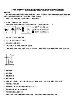 2023-2024学年四川外语院重庆第二外国语校中考化学模拟预测题含解析.doc