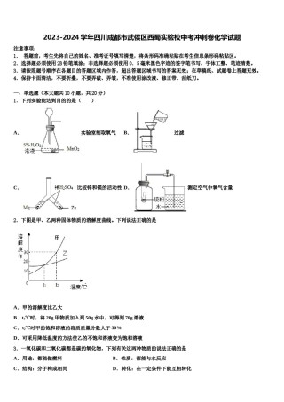 2023-2024学年四川成都市武侯区西蜀实验校中考冲刺卷化学试题含解析.doc