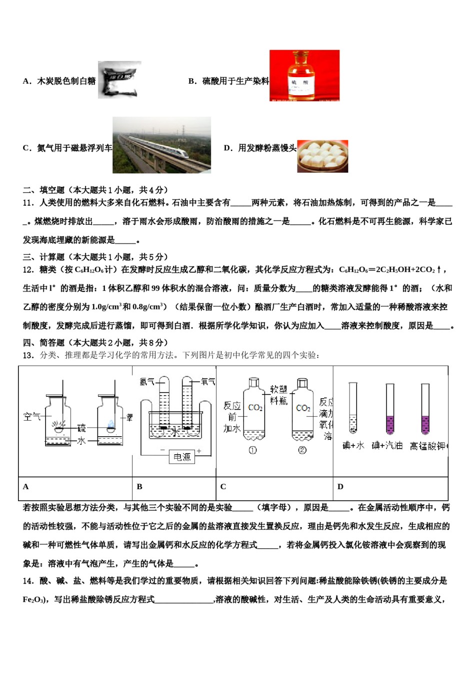 2023-2024学年四川省乐山外国语校中考化学考试模拟冲刺卷含解析.doc_第3页