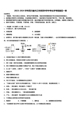 2023-2024学年四川省内江市球溪中学中考化学考前最后一卷含解析.doc