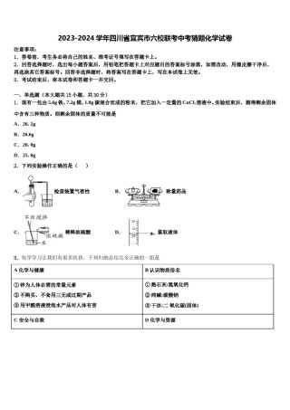 2023-2024学年四川省宜宾市六校联考中考猜题化学试卷含解析.doc