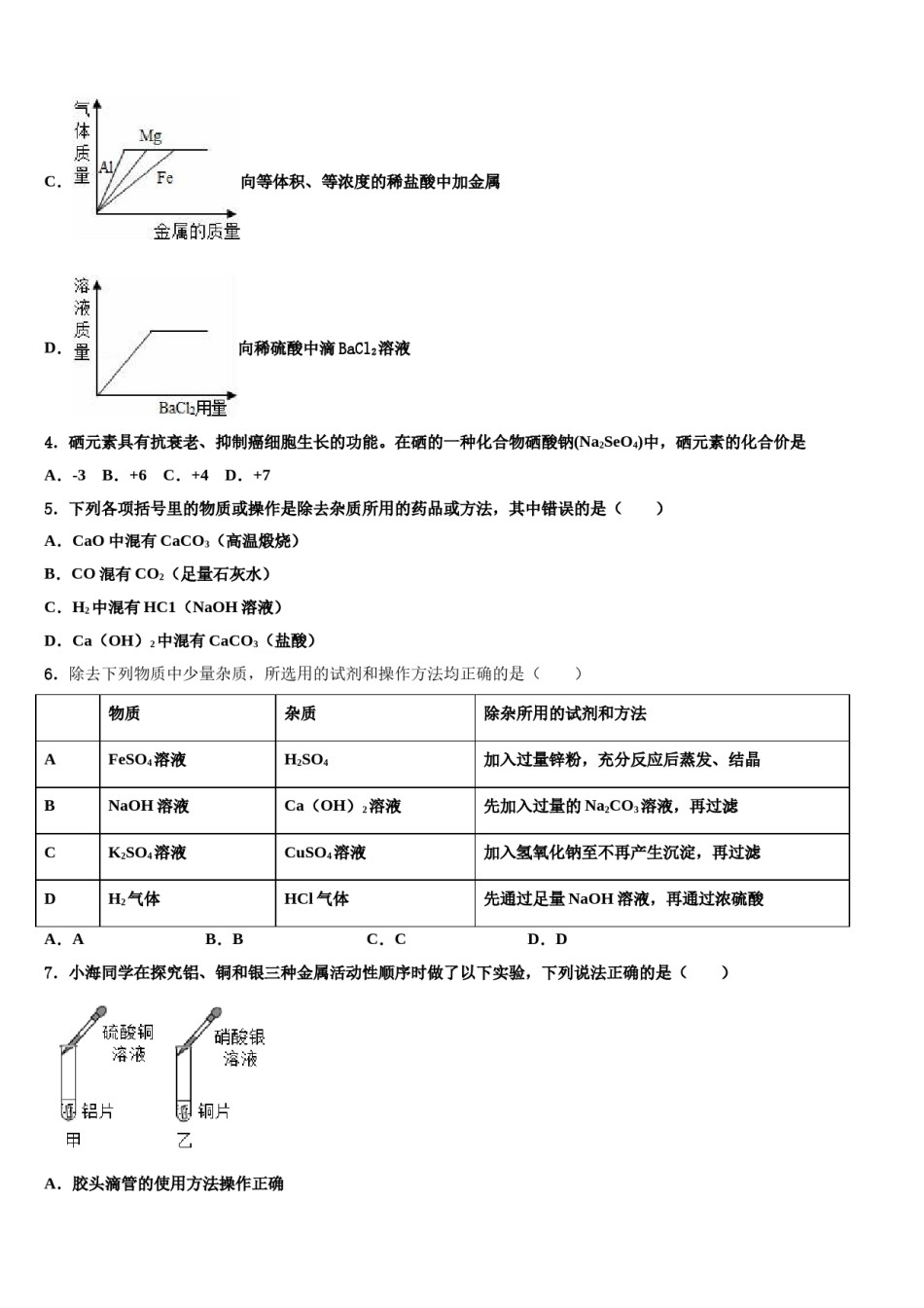 2023-2024学年四川省成都七中学育才校中考三模化学试题含解析.doc_第2页