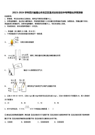 2023-2024学年四川省眉山市龙正区重点达标名校中考押题化学预测卷含解析.doc