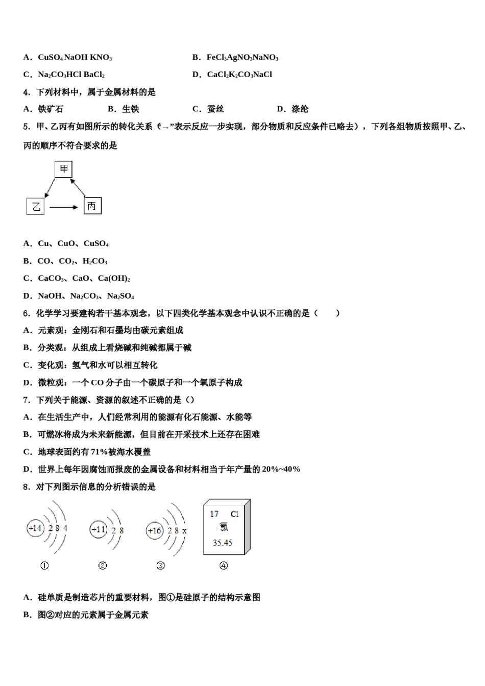 2023-2024学年四川省资阳市资阳市雁江区中考化学押题试卷含解析.doc_第2页