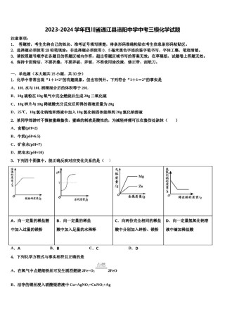 2023-2024学年四川省通江县涪阳中学中考三模化学试题含解析.doc