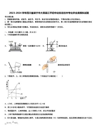 2023-2024学年四川省遂宁市大英县江平初中达标名校中考化学全真模拟试题含解析.doc