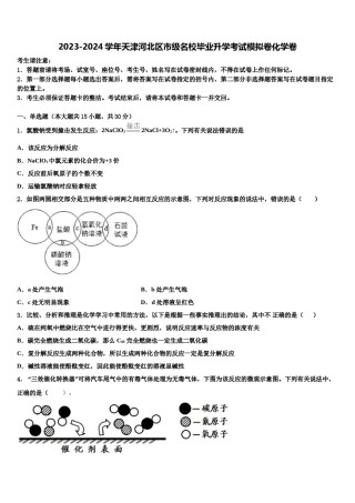 2023-2024学年天津河北区市级名校毕业升学考试模拟卷化学卷含解析.doc