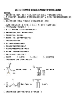2023-2024学年宁波市北仑区达标名校中考三模化学试题含解析.doc