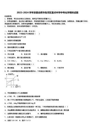 2023-2024学年安徽合肥市包河区重点中学中考化学模拟试题含解析.doc