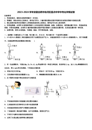 2023-2024学年安徽合肥市包河区重点中学中考化学模试卷含解析.doc