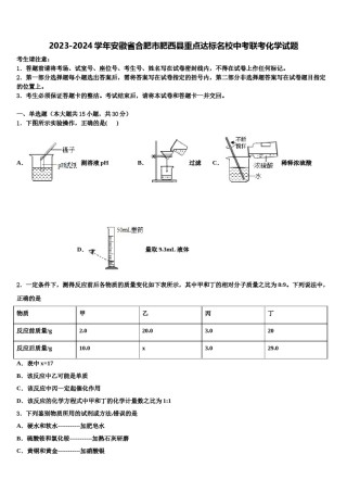 2023-2024学年安徽省合肥市肥西县重点达标名校中考联考化学试题含解析.doc