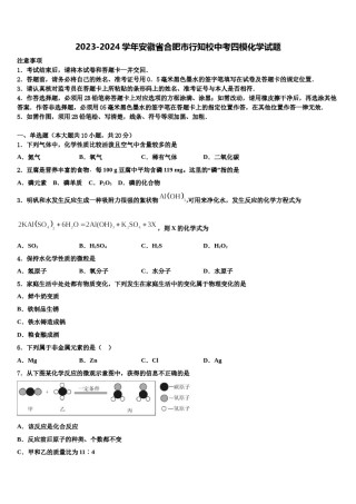 2023-2024学年安徽省合肥市行知校中考四模化学试题含解析.doc
