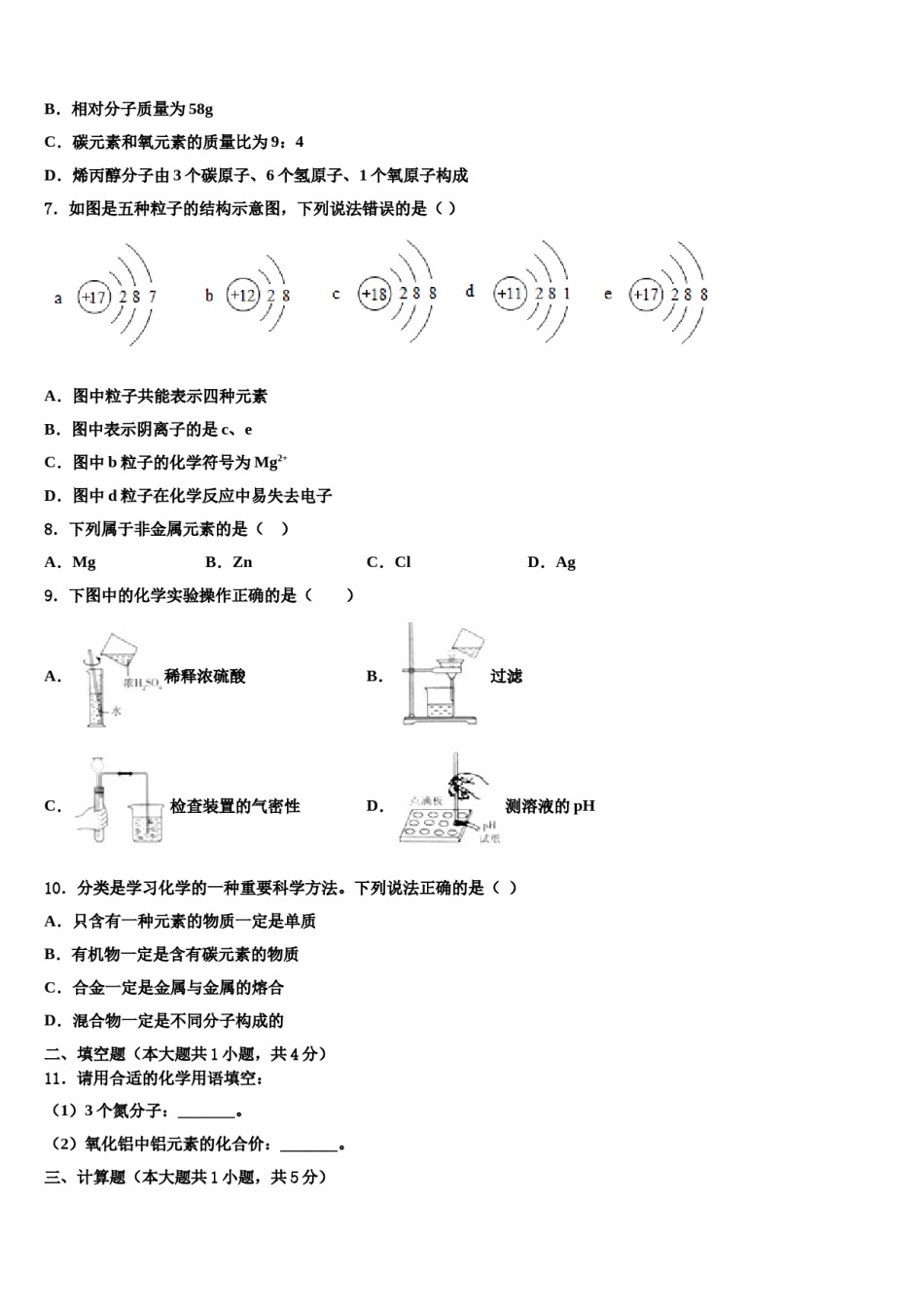 2023-2024学年安徽省桐城市第二中学重点名校中考化学押题试卷含解析.doc_第2页