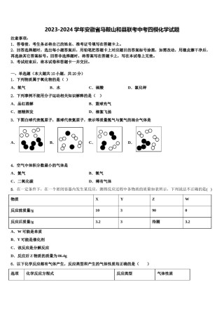 2023-2024学年安徽省马鞍山和县联考中考四模化学试题含解析.doc