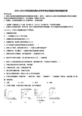 2023-2024学年安阳市第九中学中考化学最后冲刺浓缩精华卷含解析.doc