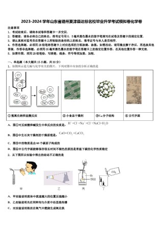2023-2024学年山东省德州夏津县达标名校毕业升学考试模拟卷化学卷含解析.doc