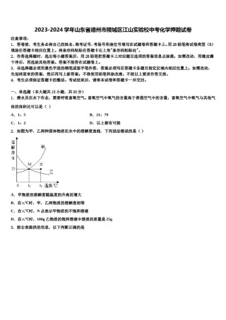 2023-2024学年山东省德州市陵城区江山实验校中考化学押题试卷含解析.doc