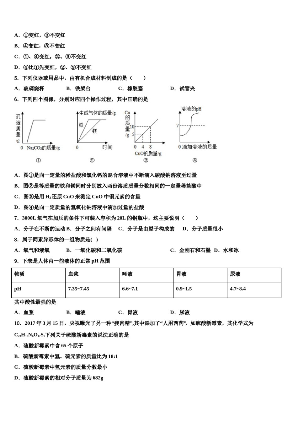 2023-2024学年山东省泰安市东平县重点中学中考化学对点突破模拟试卷含解析.doc_第2页