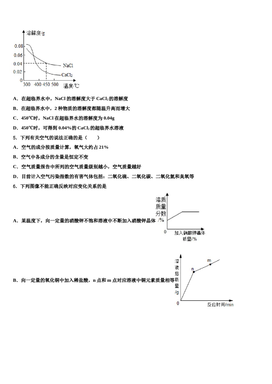 2023-2024学年山东省济南市历下区中考五模化学试题含解析.doc_第2页