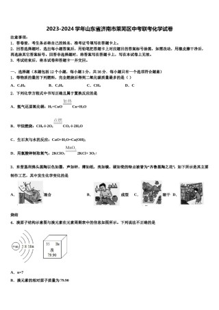 2023-2024学年山东省济南市莱芜区中考联考化学试卷含解析.doc
