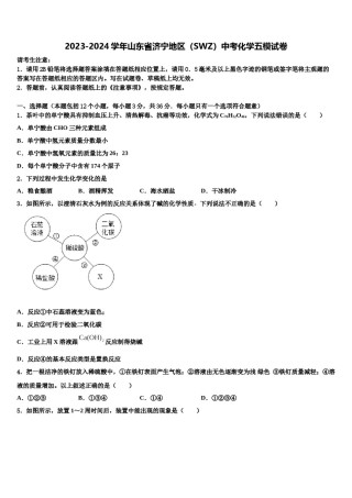 2023-2024学年山东省济宁地区（SWZ）中考化学五模试卷含解析.doc